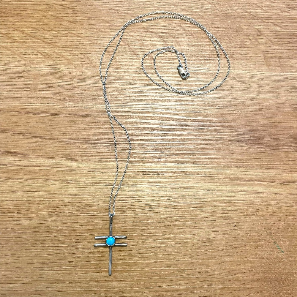 Sterling Silver and Turquoise Dragonfly / Cross Necklace